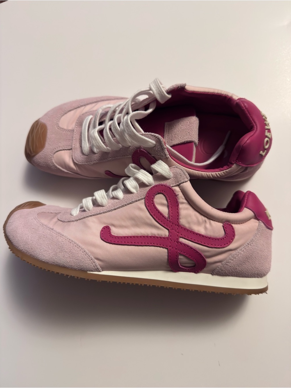 Loewe Pink Suede & Nylon Runner Sneakers